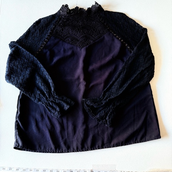 SHEIN Tops - SHEIN Women’s Large Long Sleeve Blouse‎ Black Lace Cottage Witchy Renaissance